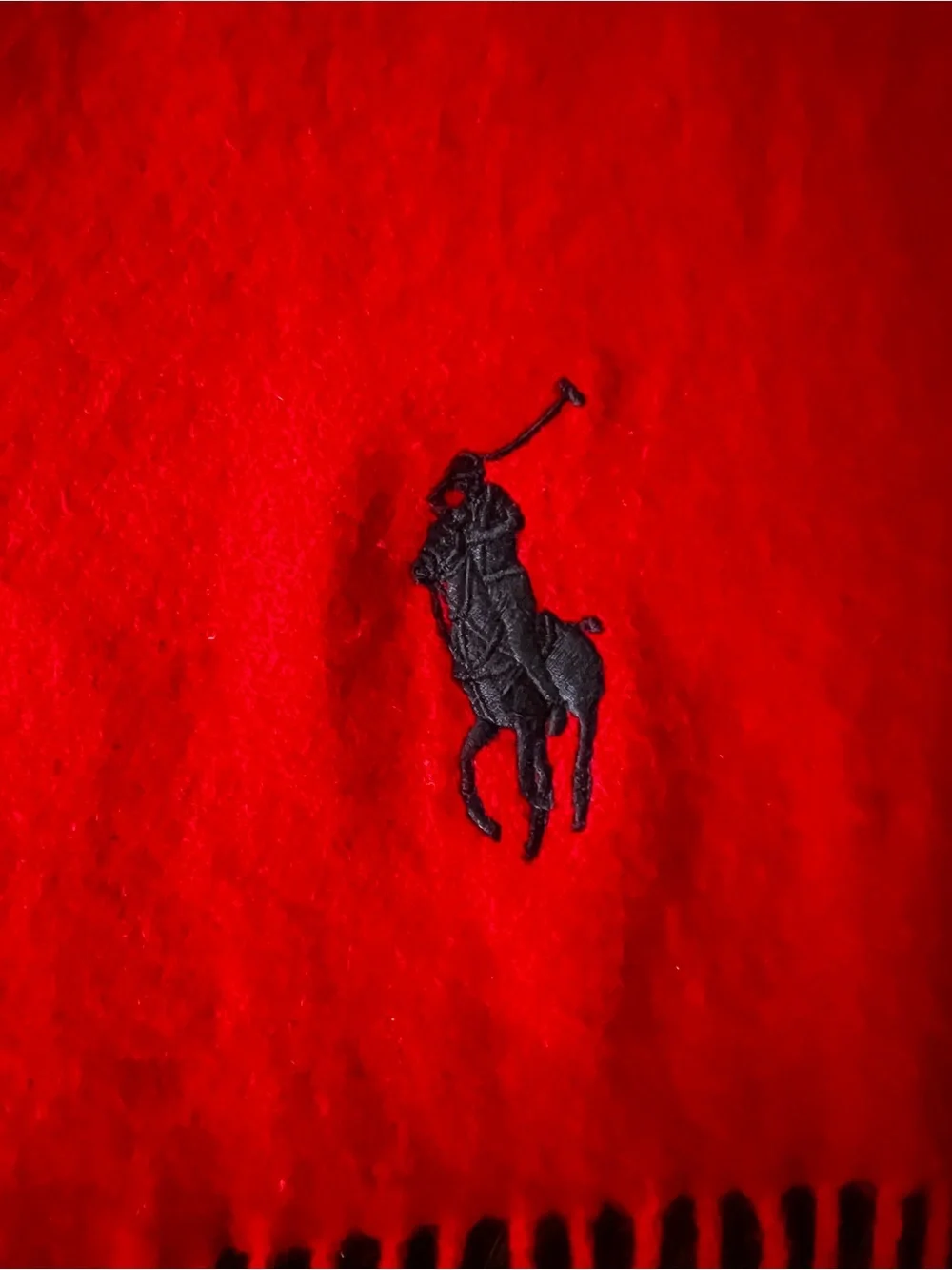 Polo Ralph Lauren Made In Italy Lambswool Scarf Big Pony Red 12x62” Rectangle